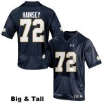Notre Dame Fighting Irish Men's Robert Hainsey #72 Navy Blue Under Armour Authentic Stitched Big & Tall College NCAA Football Jersey IST1599OZ